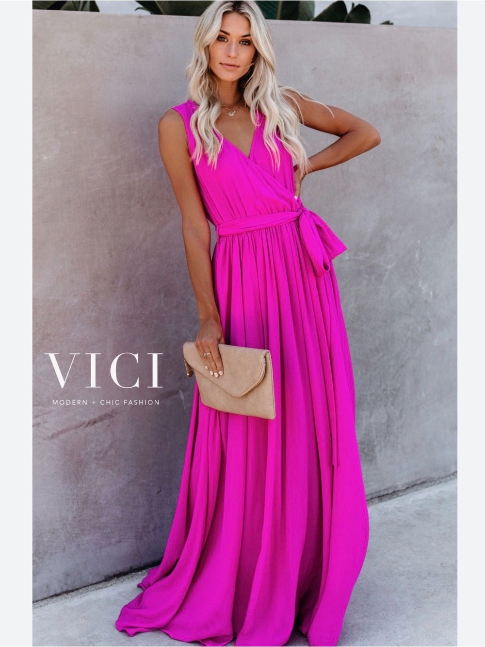 VICI Women's Fuchsia Wrap Maxi Dress